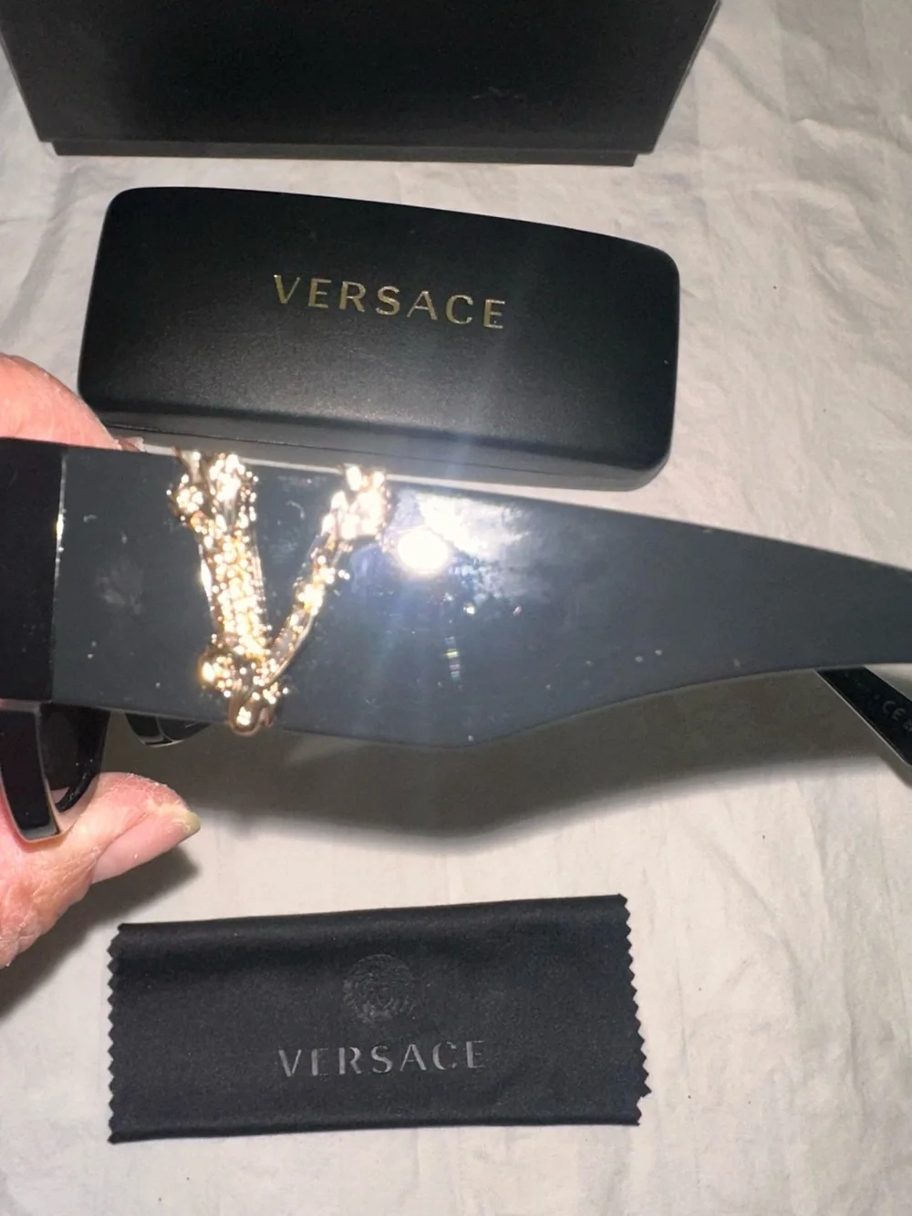 New Versace Black Sunglasses - Bold Rectangle Frame